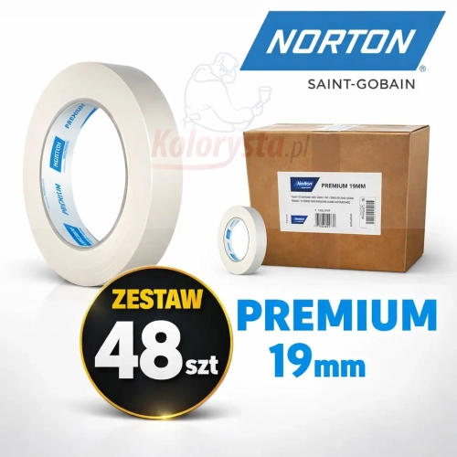 Taśma maskująca Norton Premium 19 mm zestaw 48 sztuk – profesjonalna taśma lakiernicza do precyzyjnego maskowania