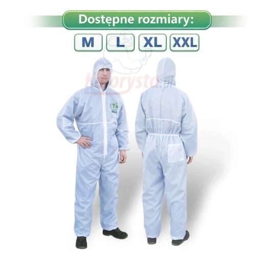 Kombinezon ochronny BOLL wielokrotnego użytku z kapturem – dostępne rozmiary M, L, XL, XXL