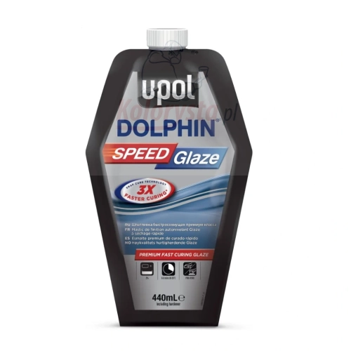 Szpachlówka wykończeniowa Dolphin Speed Glaze U-POL 440 ml szybkoschnąca 3x faster curing do usuwania porów i rys przed lakierowaniem