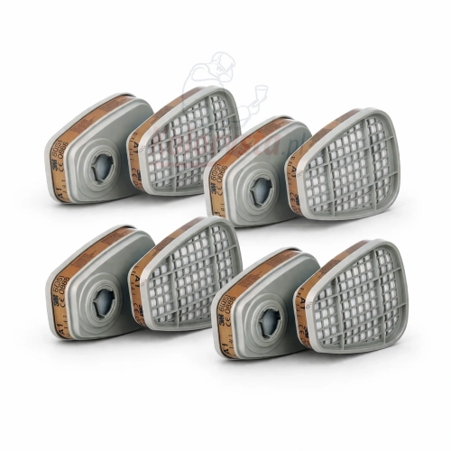 Filtry węglowe do maski lakierniczej 3M 6051 A1 – zestaw 6 sztuk, ochrona przed oparami organicznymi