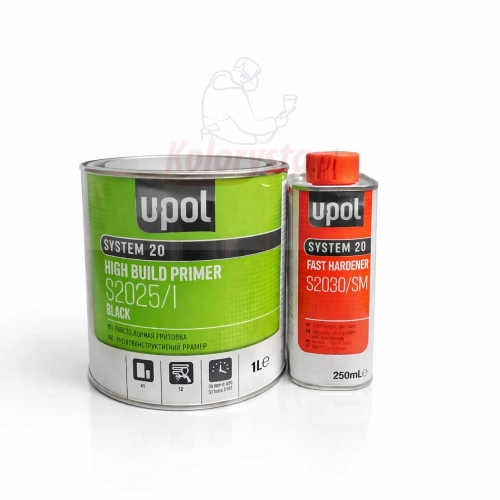 Podkład wypełniający U-POL System 20 S2025 czarny (BLACK) z utwardzaczem S2030/SM – zestaw 2K do lakiernictwa samochodowego