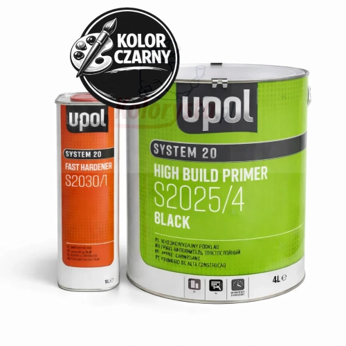 Podkład wypełniający U-POL System 20 S2025/4 czarny 4L + utwardzacz S2030 fast 1L komplet