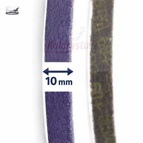 Pas ścierny 3M Cubitron II 10 mm szerokości – oznaczenie wymiaru na białym tle