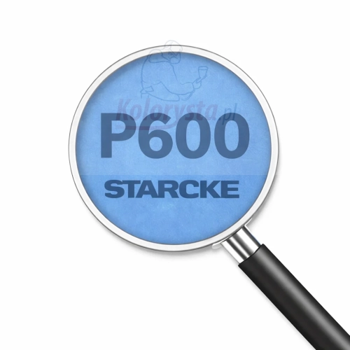 Lupa z oznaczeniem P600 na niebieskim tle papieru ściernego STARCKE