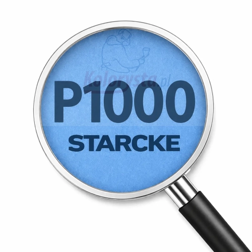 Lupa z oznaczeniem P1000 na niebieskim tle papieru ściernego STARCKE