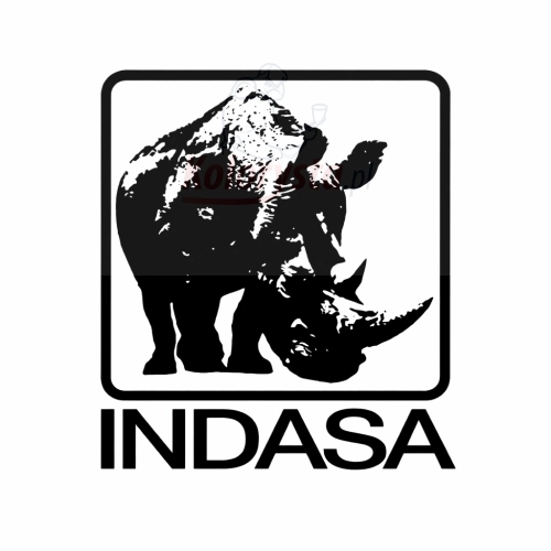 Logo INDASA – producent materiałów ściernych, symbol nosorożca w czarnej ramce, oficjalne oznaczenie marki papierów ściernych i materiałów lakierniczych