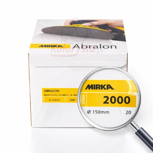 Krążki ścierne Mirka Abralon P2000 Ø150 mm – zestaw 20 sztuk, profesjonalne wykończenie lakieru