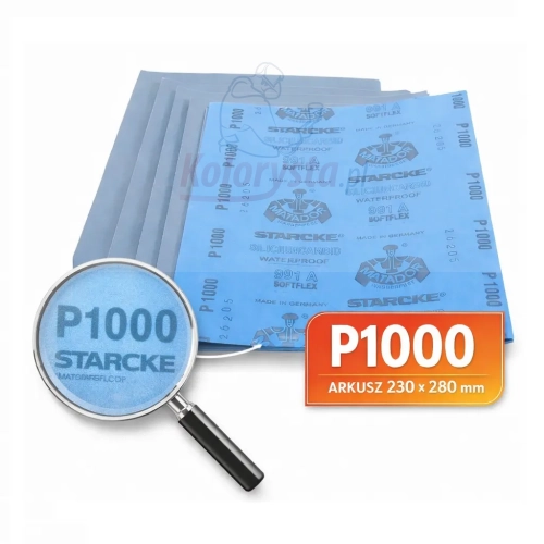 Papier ścierny wodny Matador 991A P1000 arkusz 230 × 280 mm – wodoodporny papier do szlifowania lakieru samochodowego