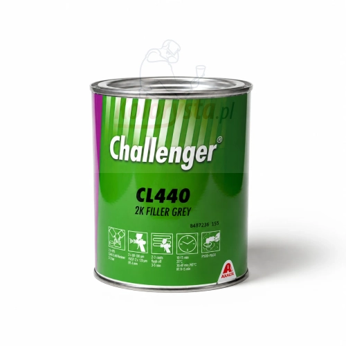 Podkład wypełniający Challenger CL440 2K Filler Grey 1L – szary podkład lakierniczy do szlifowania, aplikacja natryskowa