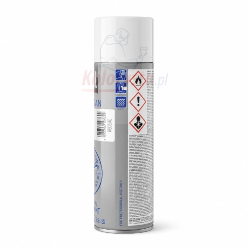 U-POL Power Can lakier bezbarwny spray 500 ml – tylna etykieta z oznaczeniami bezpieczeństwa i instrukcją użycia