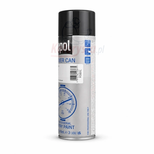 U-POL Power Can Czarny Mat spray 500 ml – tylna etykieta i instrukcje użytkowania aerozolu matowego