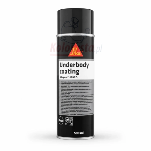 Sika Underbody Coating Sikagard 6060 S 500 ml – czarna konserwacja podwozia w sprayu na białym tle