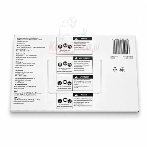 3M papier wodny P2000 – tylna część opakowania papieru ściernego wodoodpornego do szlifowania lakieru