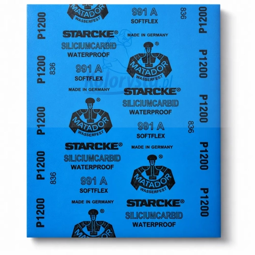 Papier wodny MATADOR STARCKE 991A Softflex P1200 wodoodporny arkusz ścierny silicon carbide do szlifowania lakieru i podkładu