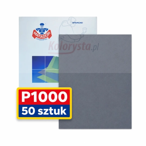 Papier wodny Matador Starcke P1000 arkusz ścierny wodoodporny 230x280 mm komplet 50 sztuk do matowania lakieru