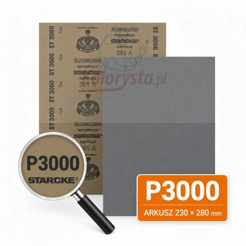 Papier wodny Matador Starcke P3000 Softflex 991A arkusz ścierny wodoodporny 230x280 mm do polerowania lakieru