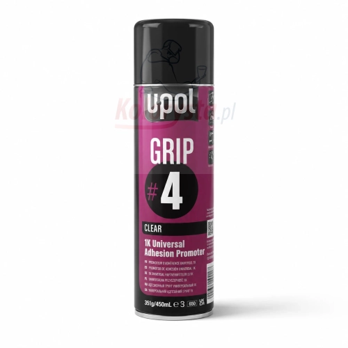 U-POL GRIP #4 Clear 450ml – promotor przyczepności 1K w sprayu do tworzyw sztucznych i lakiernictwa samochodowego