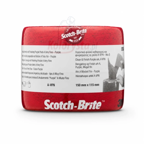 Scotch-Brite A-VFN Purple włóknina ścierna Very Fine w rolce 150 mm x 115 mm do matowania i wykańczania powierzchni