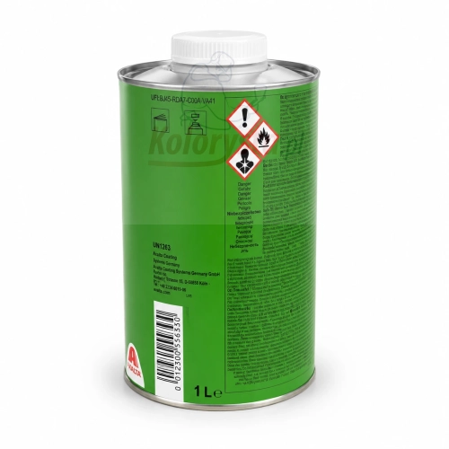 Tylna etykieta rozcieńczalnika Challenger CL705 Reducer Fast 1L Axalta – informacje o produkcie, piktogramy zagrożeń, kod kreskowy i instrukcje bezpieczeństwa.