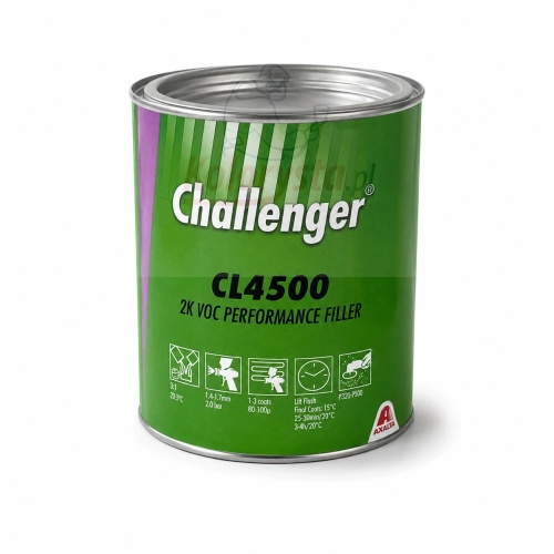 Podkład wypełniający Challenger CL4500 2K VOC Performance Filler 1L – profesjonalny podkład akrylowy do napraw lakierniczych. Zapewnia wysokie wypełnienie, łatwe szlifowanie, doskonałą przyczepność i gładkie wykończenie powierzchni.