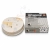 INDASA Rhynogrip White Line P360 D150 6H – krążki ścierne na rzep 150 mm, opakowanie 50 szt. z widocznym pudełkiem i stosem krążków na białym tle.