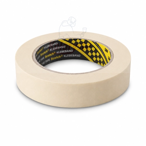 Taśma maskująca lakiernicza 3M Scotch 2328 06309 o szerokości 24 mm i długości 50 m. Beżowa taśma papierowa do  maskowania podczas prac lakierniczych, odporna na rozpuszczalniki, zapewnia czyste krawędzie i usuwanie bez pozostawiania śladów kleju.