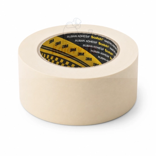 Taśma maskująca lakiernicza 3M Scotch beżowa o szerokości 48 mm i długości 50 m. Profesjonalna papierowa taśma do maskowania podczas lakierowania samochodów, odporna na temperaturę, zapewniająca czyste i precyzyjne linie odcięcia.