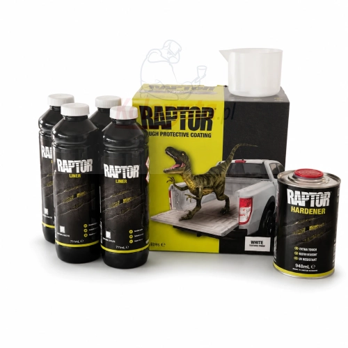 Raptor biały 3,8L – zestaw powłoki ochronnej Raptor Liner z utwardzaczem