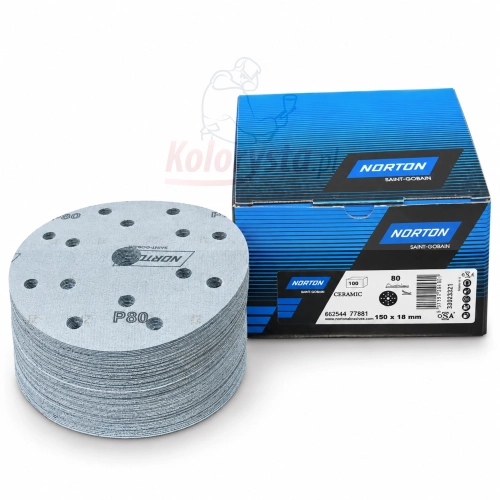 Krążki ścierne Norton A975 P80 150 mm 15H – ceramiczne krążki do szlifowania, opakowanie 100 szt.