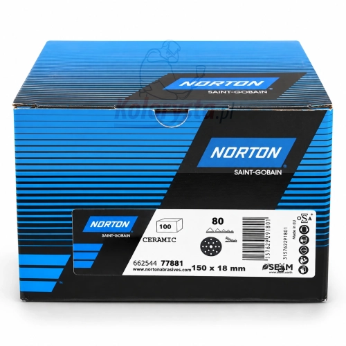 Krążki ścierne Norton A975 P80 150 mm 15H Ceramic – opakowanie 100 szt.