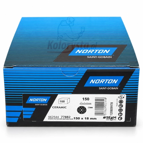 Norton Ceramic P150 krążki ścierne 150 mm 18 otworów – opakowanie 100 szt.