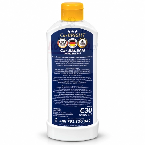 CarBRIGHT Car Balsam Koncentrat 500 ml – balsam czyszcząco-polerski do samochodu