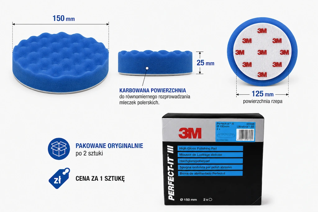 Niebieska gąbka polerska 3M d125 / d150 - infornacje o produkcie 50388