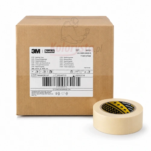 Beżowa taśma maskująca lakiernicza 3M 2328 o szerokości 36 mm