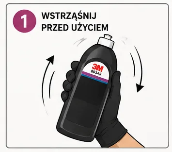 Wstrząśnij 3M Polish Rosa przed użyciem