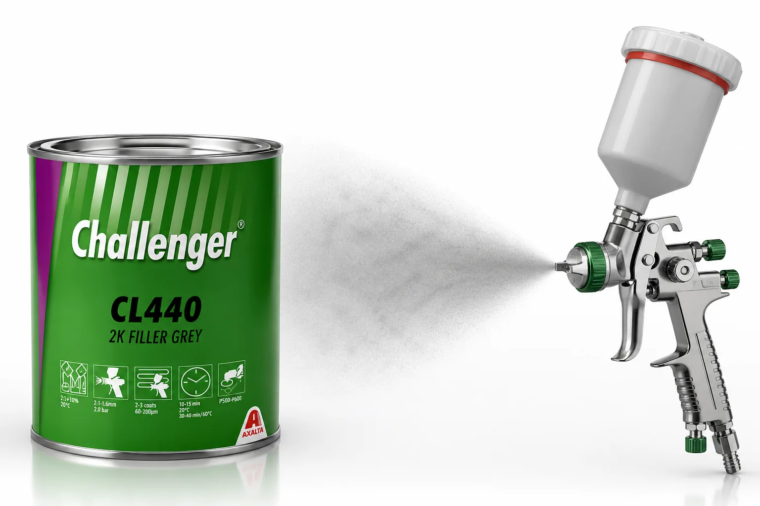Podkład wypełniający z funkcją mokro na mikro Challenger CL440W szary akrylowy do pistoletu