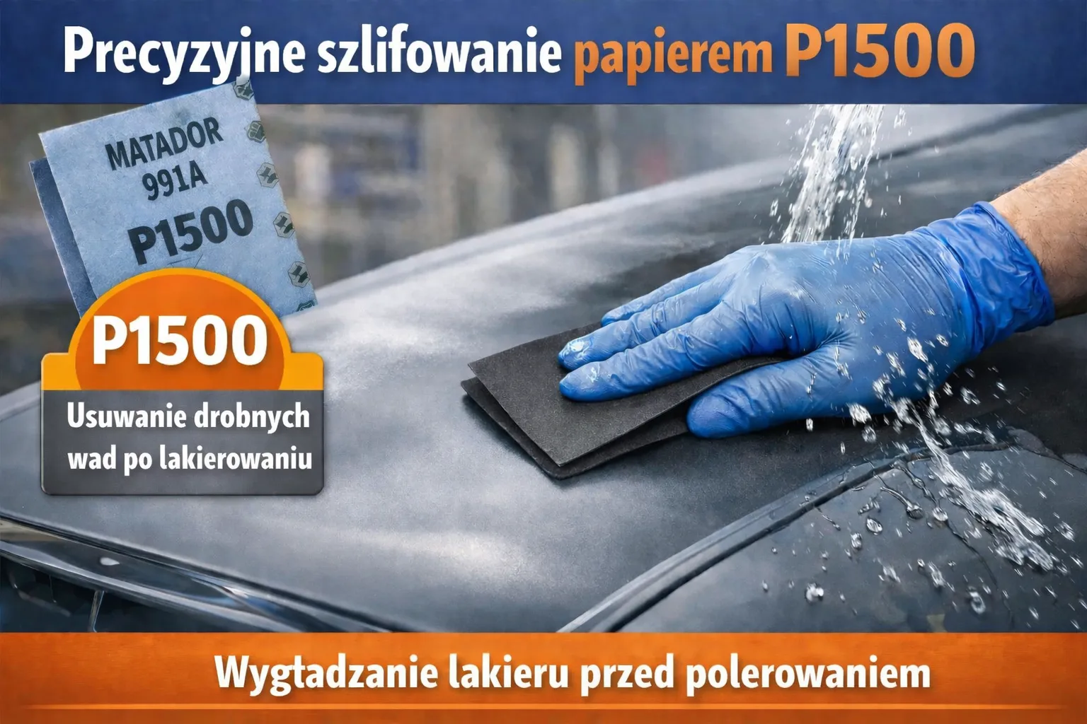 Papier wodny MATADOR 991A P1500 – arkusz ścierny do wstępnego szlifowania na mokro