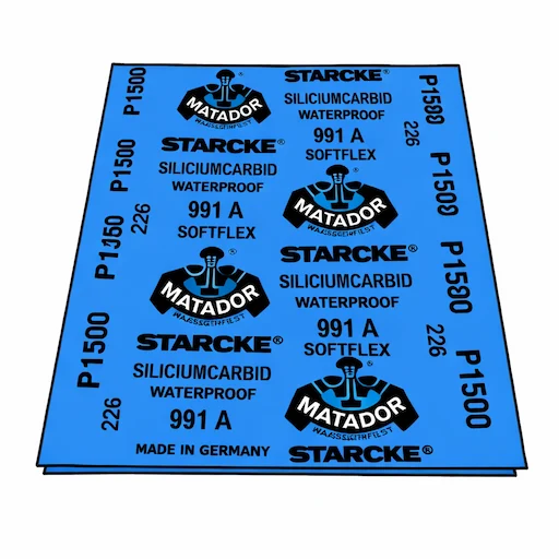 Papier wodny Matador 991A P1500 arkusz do wykańczania lakieru przed polerowaniem