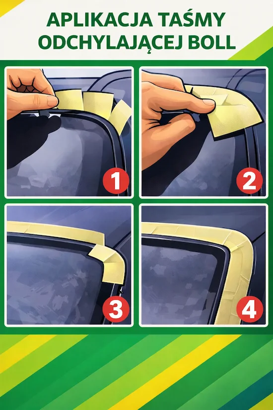 Aplikacja taśmy odchylającej BOLL podczas maskowania uszczelki samochodu