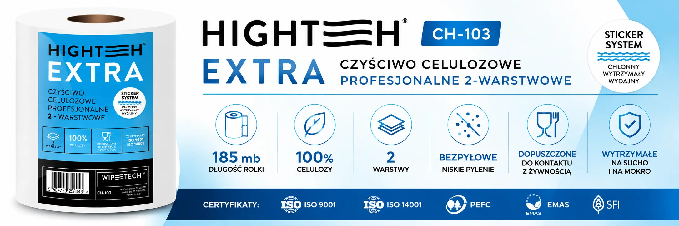 Dane techniczne czyściwa HIGHTECH EXTRA CH-103