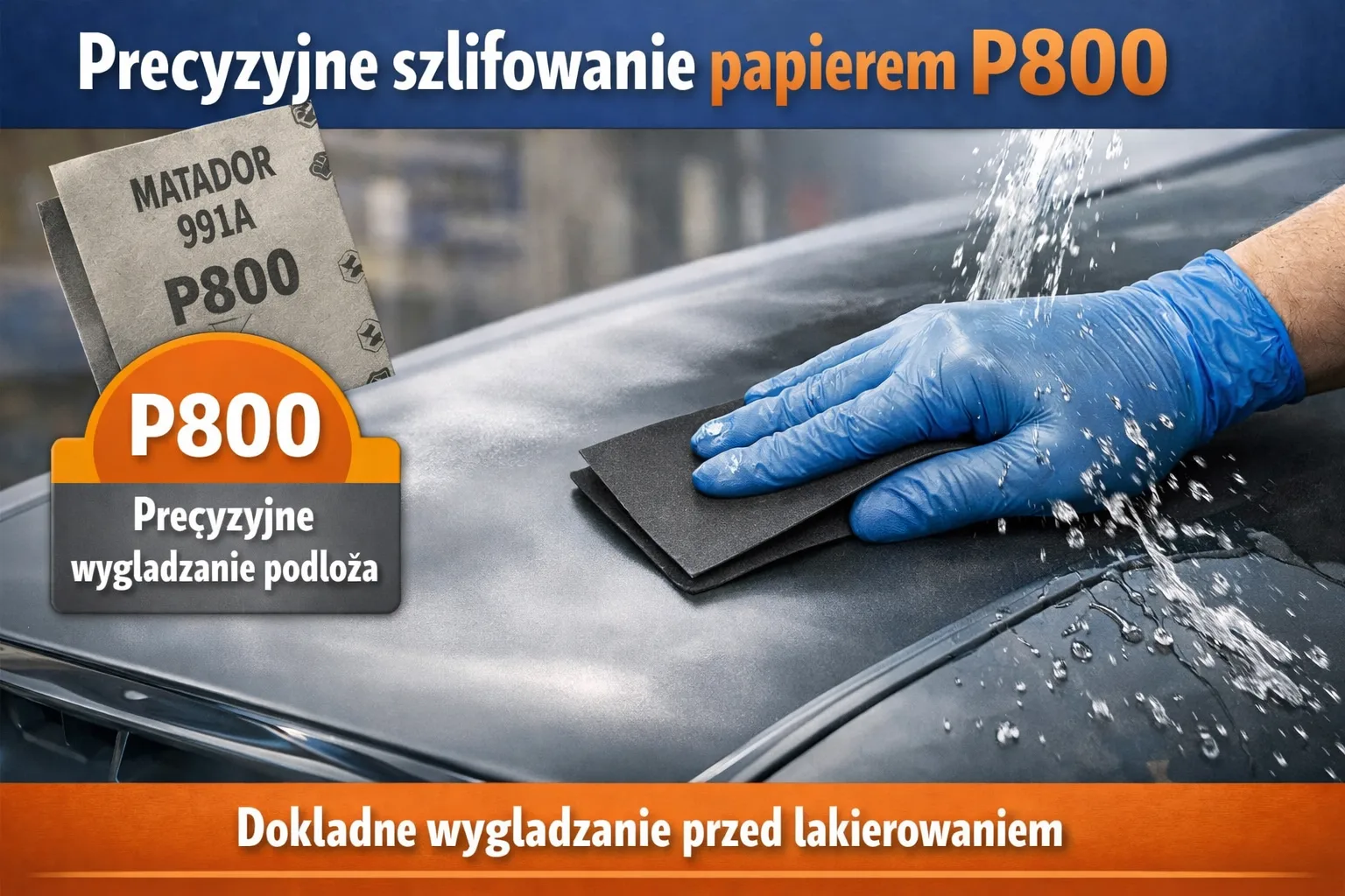 Papier wodny MATADOR 991A P800 – arkusz ścierny do wyrównywania przed lakierowaniem
