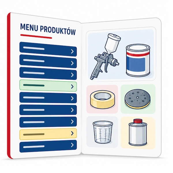 Menu kurtynowe - wybór produktów lakierniczych